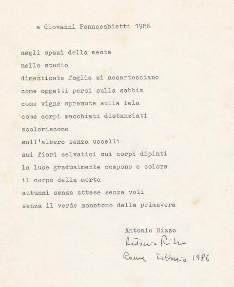 Dedica autografa di Antonio Rizzo